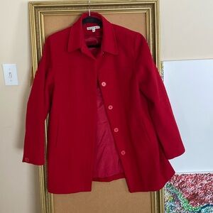 Red coat bright red vintage medium wool